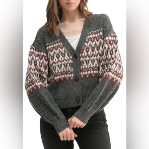 Lush NWOT Gray and Pink Patterned Cardigan